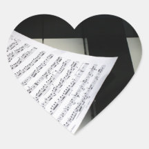 Piano keys with music heart sticker