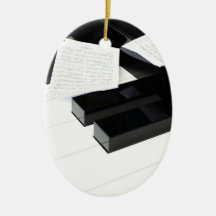 Piano keys with music ornaments