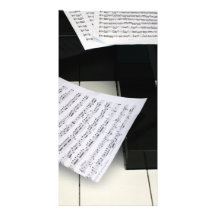Piano keys with music picture card