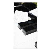 Piano keys with music picture card