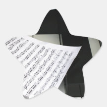 Piano keys with music star sticker