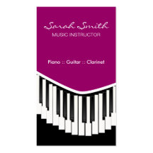 Piano Music Fuschia Business Cards