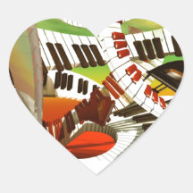 Piano Music Keywords Heart Stickers