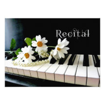 Piano Recital Invitation Pearls and Flowers