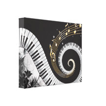 Piano Swirled Keys Surreal Music Fantasy Stretched Canvas Print