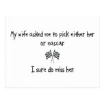 Pick Wife or Nascar Postcard