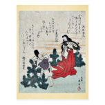 Picking young pine by Yusai Kuniteru Ukiyoe Postcard