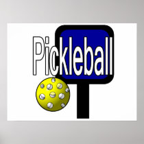 Pickle and ball graphic with paddle and ball