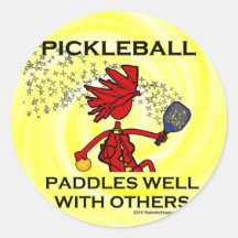 Pickleball Paddles Well With Others Sticker