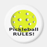 Pickleball Rules! With yellow ball black text Magnets