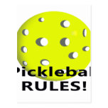 Pickleball Rules! With yellow ball black text Postcard