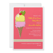 Pickles and IceCream Baby Shower, It's a Girl Custom Announcements