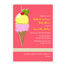 Pickles and IceCream Baby Shower, It's a Girl Custom Announcements