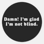 Pickup Lines - DAMN IM GLAD IM NOT BLIND T-SHIRT Round Sticker