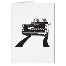 Pickup Truck Rear Retro Greeting Cards