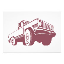 Pickup Truck Rear Retro Personalised Invites