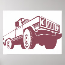 Pickup Truck Rear Retro Poster