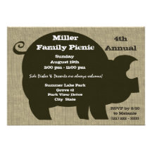 Picnic and BBQ Brown Hog Invitations