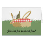picnic basket wine bottle note card invitations cards