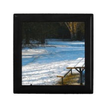 PIcnic in the Park on a Winters Day Trinket Box