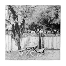 Picnic Table at the Campground Ceramic Tiles