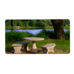 Picnic table under a shade tree near the river custom shipping labels