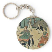 Picture of children at play by Utagawa,Yoshikazu Keychains