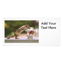 Picture of Chipmunk with China Teacup Customized Photo Card