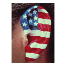 Picture of Ear, painted American flag Custom Invite