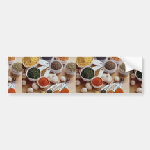 Picture of Fresh spices with garlic cloves Bumper Sticker