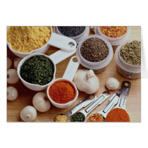 Picture of Fresh spices with garlic cloves Greeting Card