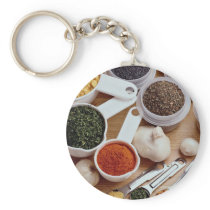 Picture of Fresh spices with garlic cloves Key Chains