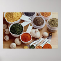 Picture of Fresh spices with garlic cloves Poster