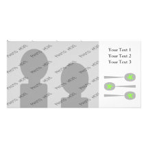 Picture Spoons with Green Splat. Photo Greeting Card