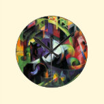 Picture with Cattle by Franz Marc; Bild mit Rinder wall clocks