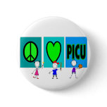 PICU Nurse Gifts "Peace Love PICU" buttons