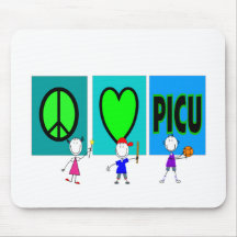 PICU Nurse Gifts "Peace Love PICU" Mouse Mats