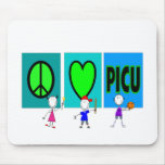 PICU Nurse Gifts "Peace Love PICU" mousepads