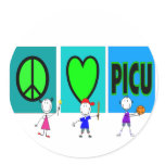 PICU Nurse Gifts "Peace Love PICU" stickers