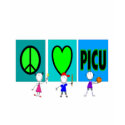 PICU Nurse Gifts "Peace Love PICU" t-shirts