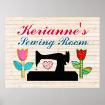 Pièce de couture - affiche de signe de Chambre - S
