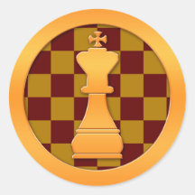 Pièce d'échecs du Roi d'or Adhésif Rond