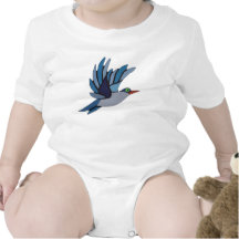 Pièce en t de bébé d'oiseau bleu barboteuses
