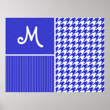 Pied-de-poule bleu et blanc poster
