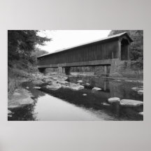 Pier Covered Railroad Bridge Newport NH River View Print