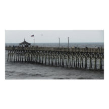 Pier Fishing - Oak Island, NC Customized Photo Card