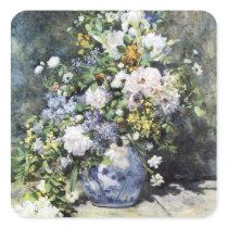 Pierre-Auguste Renoir  Vase of flowers Square Stickers