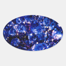 Pierre en cristal bleue sticker ovale