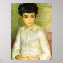 Pierre Renoir - jeune fille avec les cheveux bruns Affiches