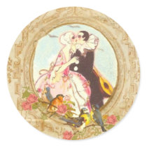 Pierrot and Columbine Round Sticker